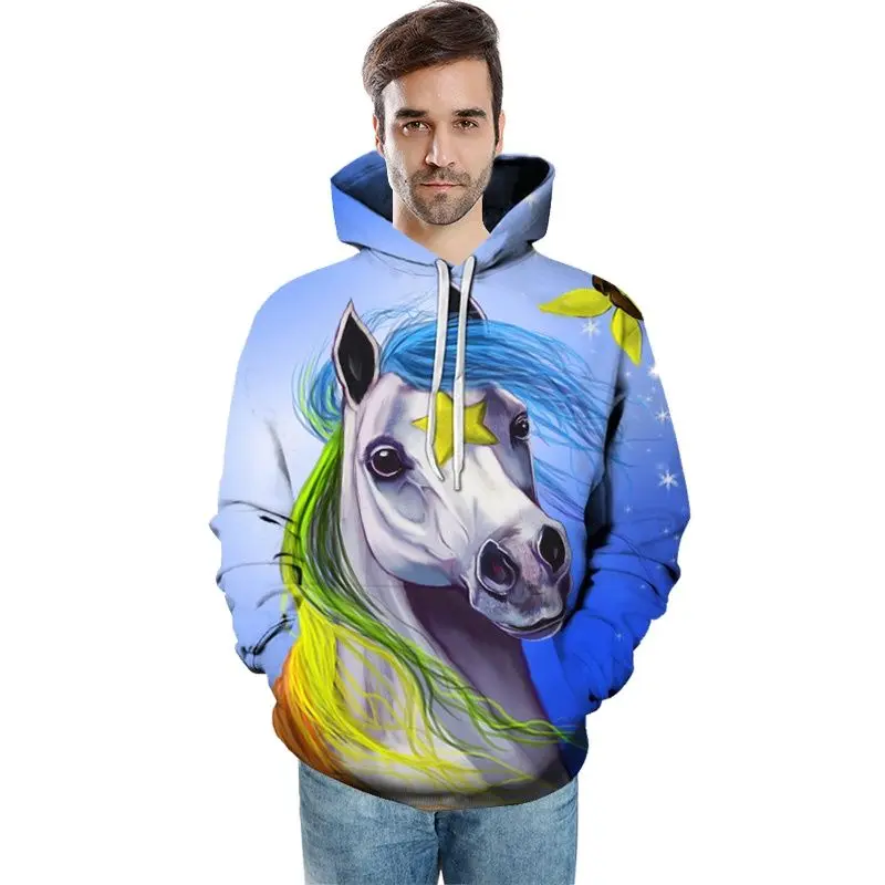 2021 Новый Лошадь из двух предметов: толстовка с капюшоном и рисунком котенка 3D