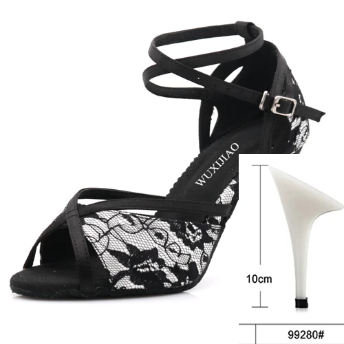 heel 10cm WUXIJIAO/Женская обувь; джазовые кроссовки; туфли для танцев на высоком каблуке со стразами; туфли для латинских танцев - Цвет: heel 10cm