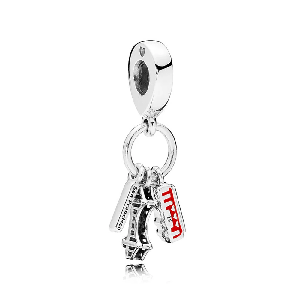 Реальные 925 стерлингового серебра бисера Сан Франциско подчеркивает Кулон Шарм