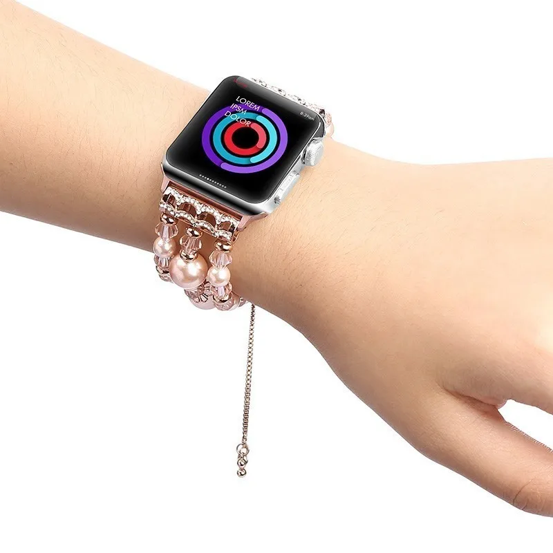 Модный браслет на запястье с жемчужиной ремешок для apple watch полосы 44 мм 42 iwatch серии 5 4 3 2 часы ручной работы браслет для девочек Замена 38 мм
