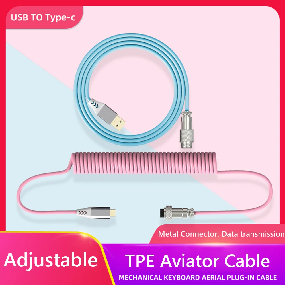 

Original Type C USB Cable Mechanical Keyboard Spiral 1.8M Custom Gaming Coiled Aviator Data Cable Air Plug Connector