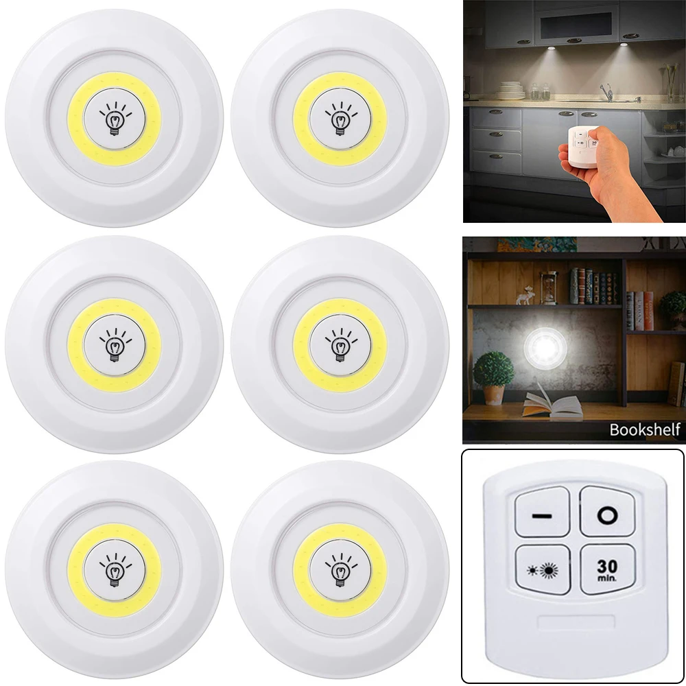 

Remote Control COB Under Cabinet Light Dimmable Closets Night Lights Battery Operated for Bedroom Wardrobe Closet Stair Decor
