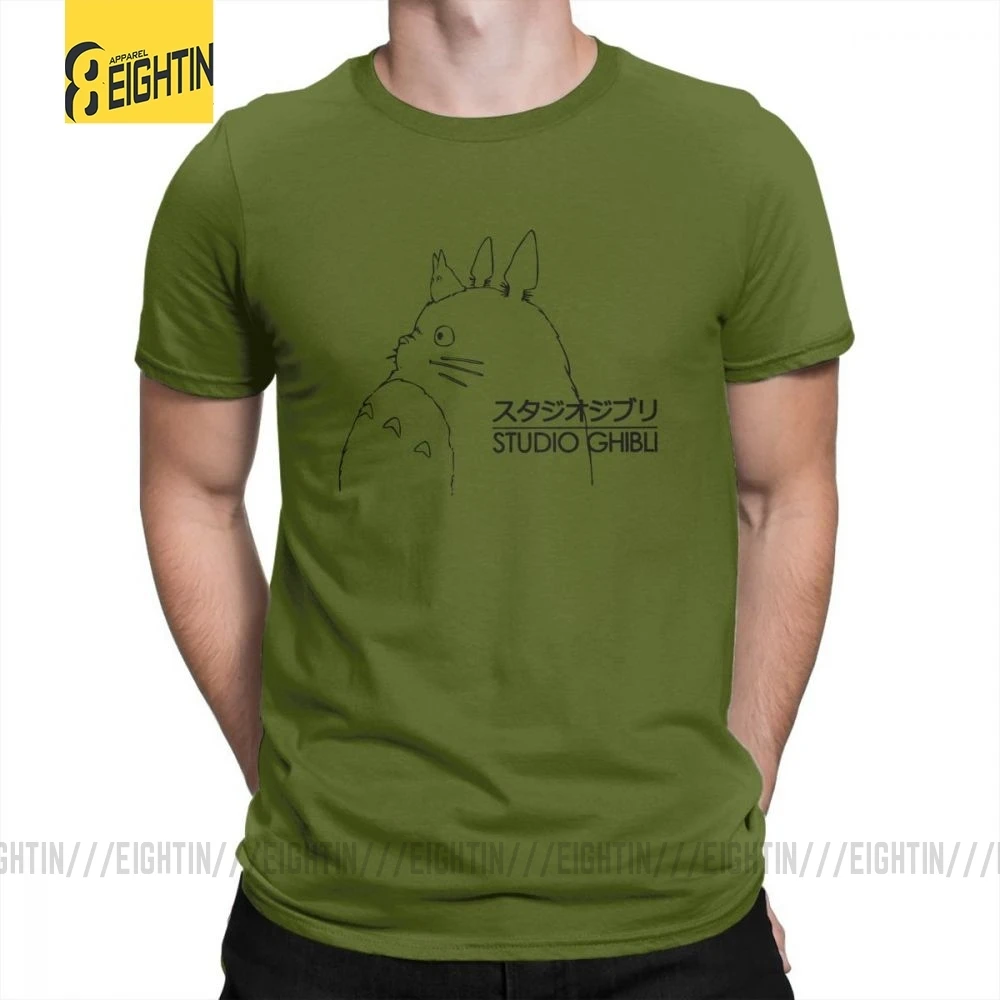 My neighit Totoro Studio Ghibli TotoroT-футболки Хаяо Миядзаки, мужские футболки с коротким рукавом, летняя одежда, футболки из чистого хлопка - Цвет: Армейский зеленый