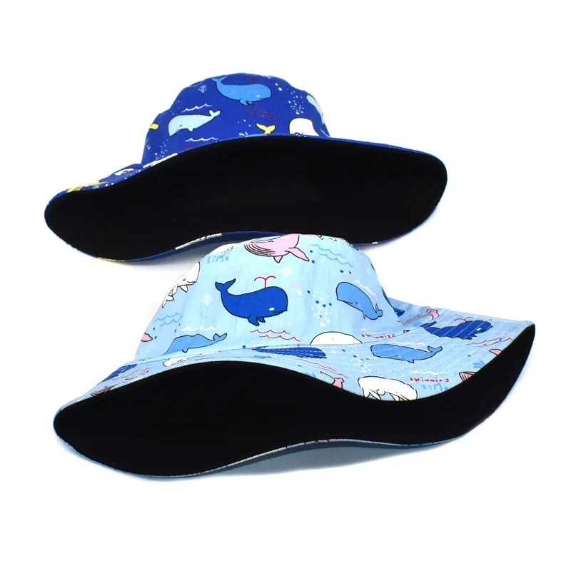 Women Summer Fisherman Hat European American Fashion Whale Print Bob Double-sided Basin Trendy Men Sunscreen Panama Sun |