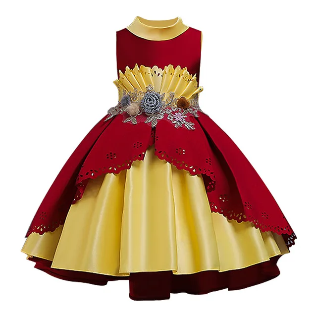 2021 Girls Luxury Dress Party Elegant Princess For Wedding Gown Children Lacy Red Green Vestidos 3 8 12 Year | Детская одежда и