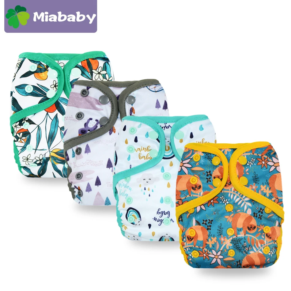 Моющиеся экологически чистые тканевые подгузники Miababy регулируемые подходят для