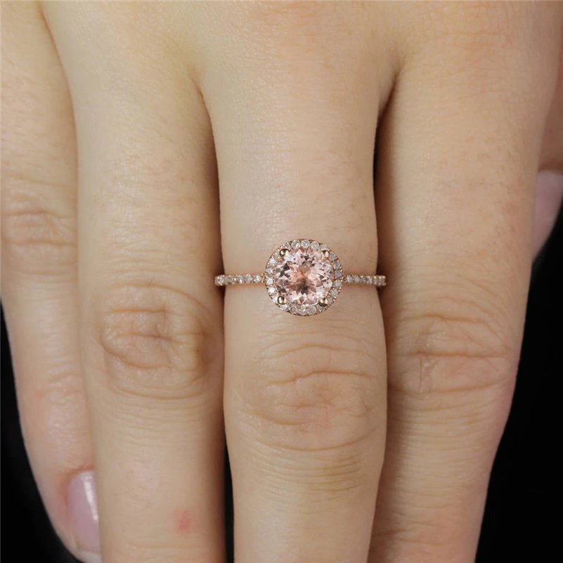 14 K розовое Золотое кольцо с бриллиантом Bizuteria драгоценный камень Anillos De Bague Etoile
