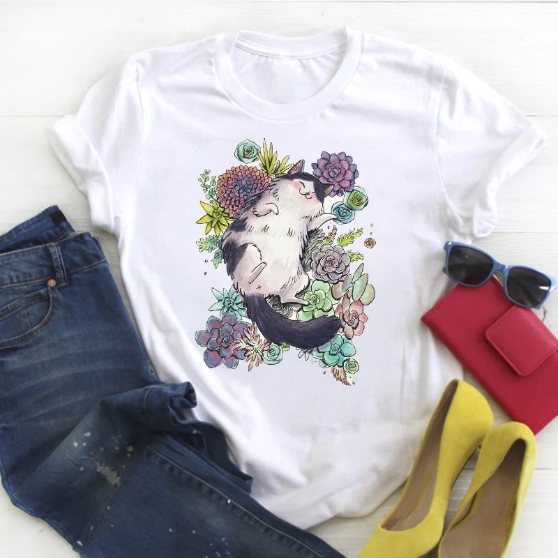 

Women Watercolor Feather Vintage Fashion Print Summer T Tee Ladies Female Tshirt Womens Top Shirt Clothes Graphic T-shirt