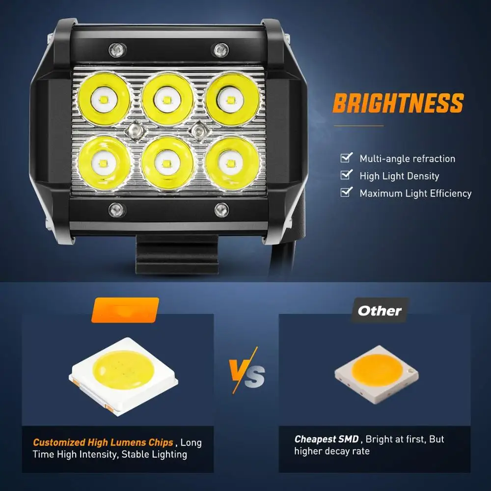 4inch 18W Spot Driving Fog Light 4x4 Accessories Off Road Led Pods Lights Mounting Bracket for Truck Boat | Автомобили и