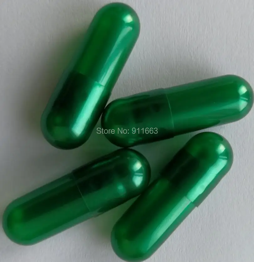 

00# 500pcs! Pearl Green Colored Empty Capsule!Hard gelatin empty capsules 00!(joined or seperated empty capsules available!)