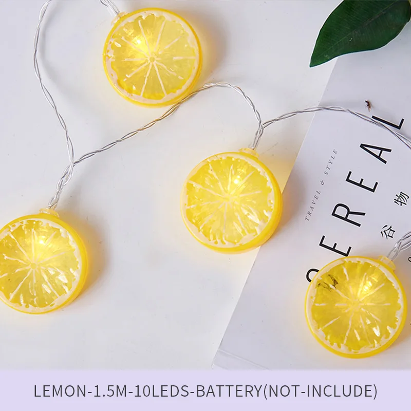 Lemon YINUO LIGHT 1,5 м 10 светодиоды гирлянда батарея Лимон Апельсин Фея световая завеса Рождественская гирлянда украшения для дома и свадьбы - Испускаемый цвет: Lemon