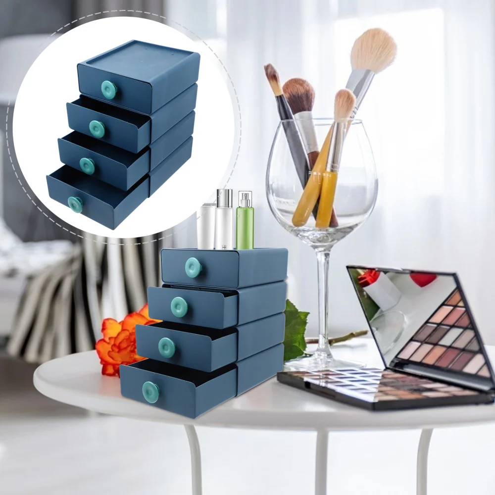 

4Pcs Drawer-type Tabletop Storage Cases Multi-function Cosmetics Sundries Boxes