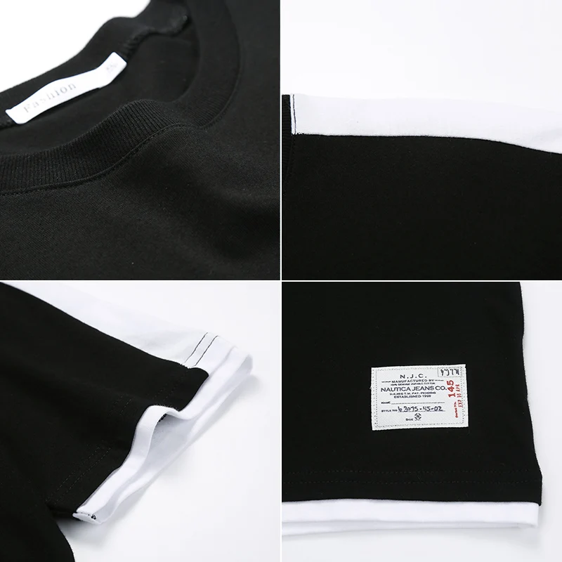 

TFETTERS Summer T Shirt for Men Short Sleeve O-Neck Loose Casual Men Clothing Cotton Young Fashion Patchwork Oversized T Shirt