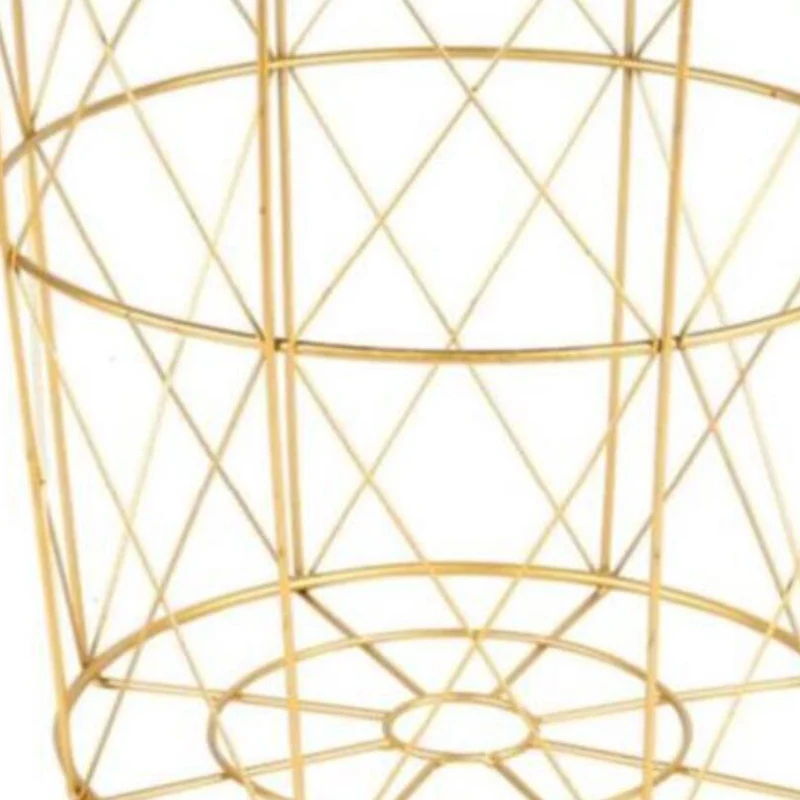 

34.5 x 30.5 x 23cm Iron Metal Coffee Table Dirty Storage Basket Tea Fruit Snack Serving Board Tray Golden White Cover Trumpet