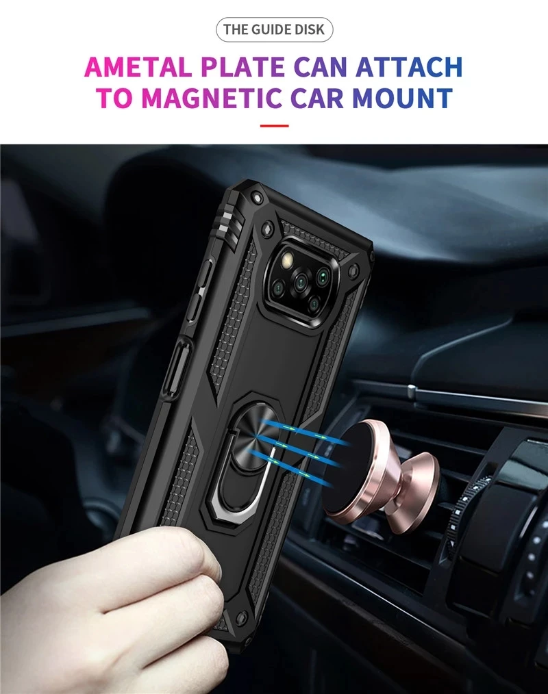 phone case for xiaomi pocophone x3 nfc pro poco x3 fashion rugged armor anti fall shockproof magnetic bracket protection cover free global shipping