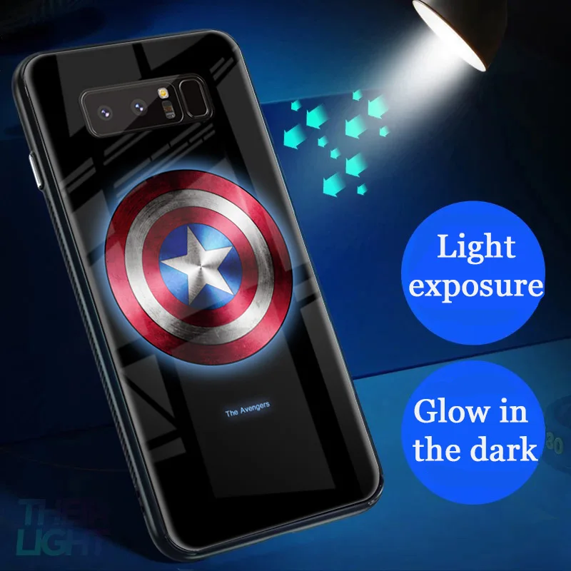 Marvel Мстители светящийся стеклянный чехол для телефона samsung Galaxy S10E S10 5G S9 S8 Plus Note 10 9
