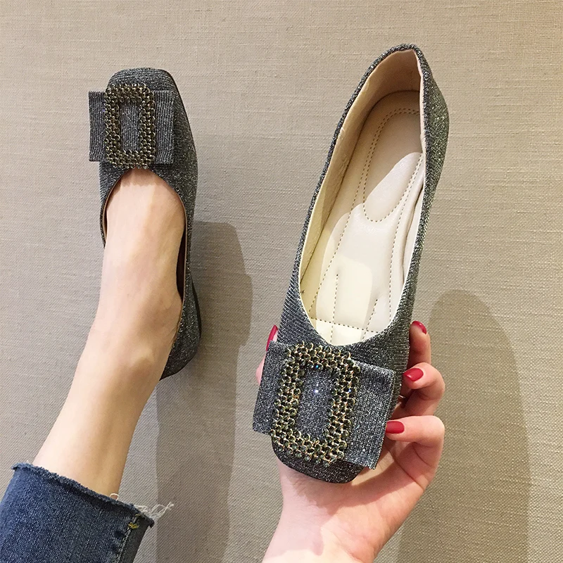 Женская обувь Новинка 2020 года с квадратным носком на плоской подошве Бабушкины