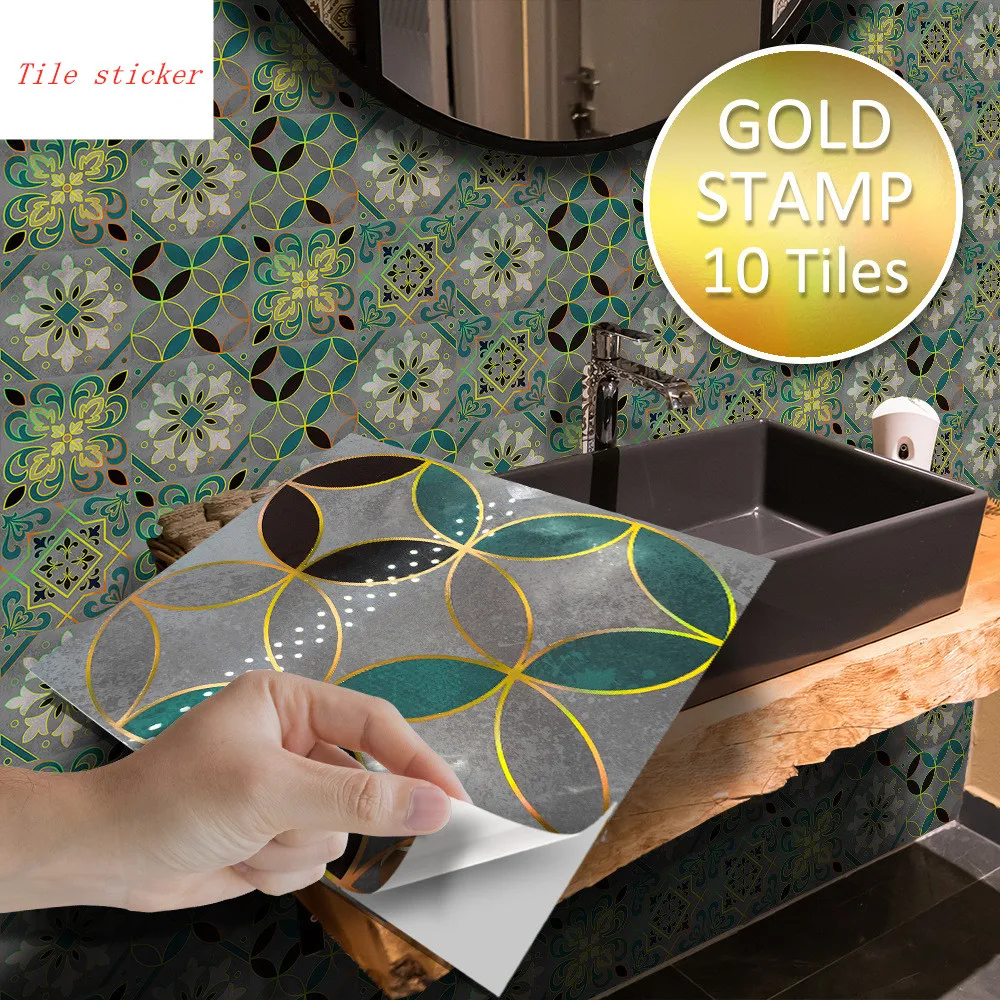 Золочение Марокко плитка наклейки Ванная комната vanity украшения стены стикеры