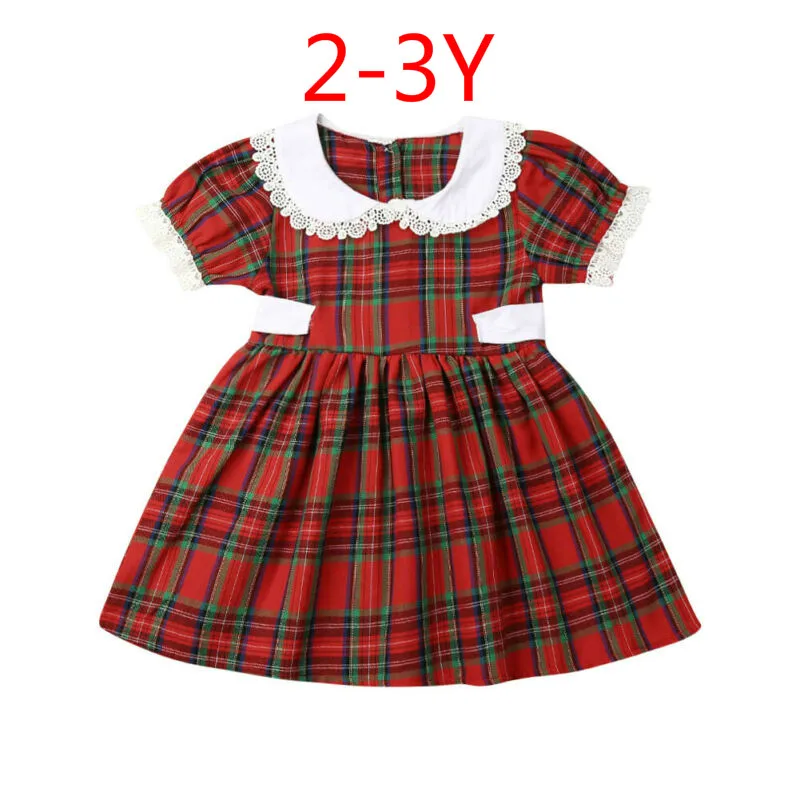 Dress 2 to 3Y Одинаковая Рождественская одежда для больших и маленьких сестер детские красные ползунки в клеточку для маленьких девочек Рождественская одежда принцессы для девочек От 0 до 6 лет - Цвет: Dress 2 to 3Y