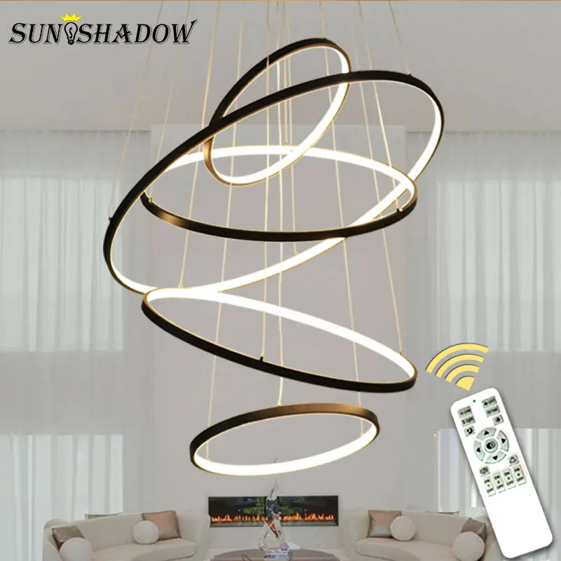 

Large Led Chandelier Circle Modern Ceiling Chandelier Lighting for Living room Dining room Kitchen Bedroom Gold&Black&White Lamp