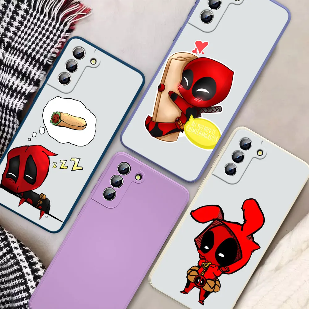 

Avenger Deadpool Cute Marvel For Samsung Galaxy S21 S20 FE S10 Note20 Note10 Ultra Plus Pro 5G Liquid Soft Phone Case