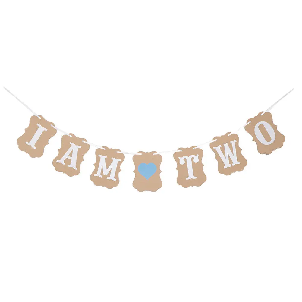 Забавный баннер из крафт-бумаги I Am Two для мальчиков и девочек 1 комплект 15 х11 см 2