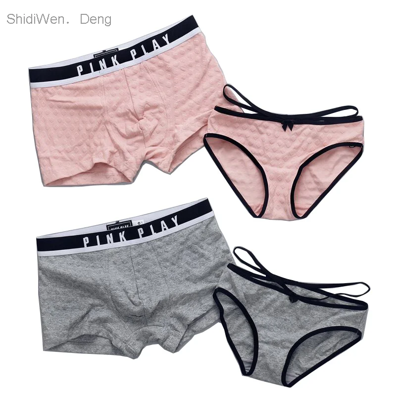 

Couple Panties Set Cotton Panties Solid Low-Rise Cozy Lingerie Men Underwear Sexy Women's Underpants Intimates Couple Underwear