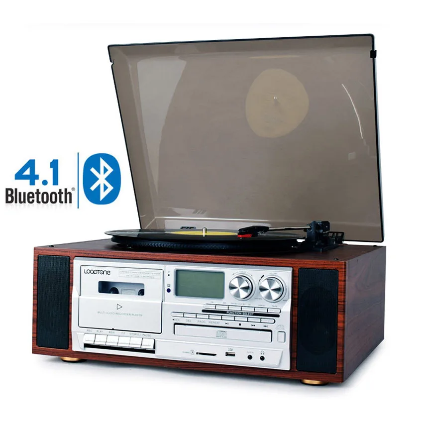 Винтажный граммофон в стиле ретро Виниловый проигрыватель фонограф CD кассета MP3