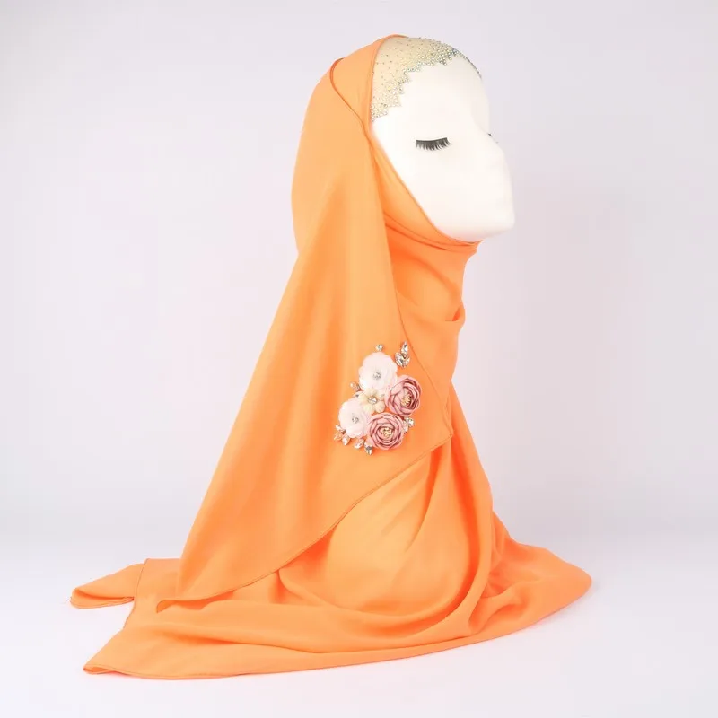 Дизайн Дубай Аравийский полуостров мусульманская Роза хиджаб шифоновый шарф для