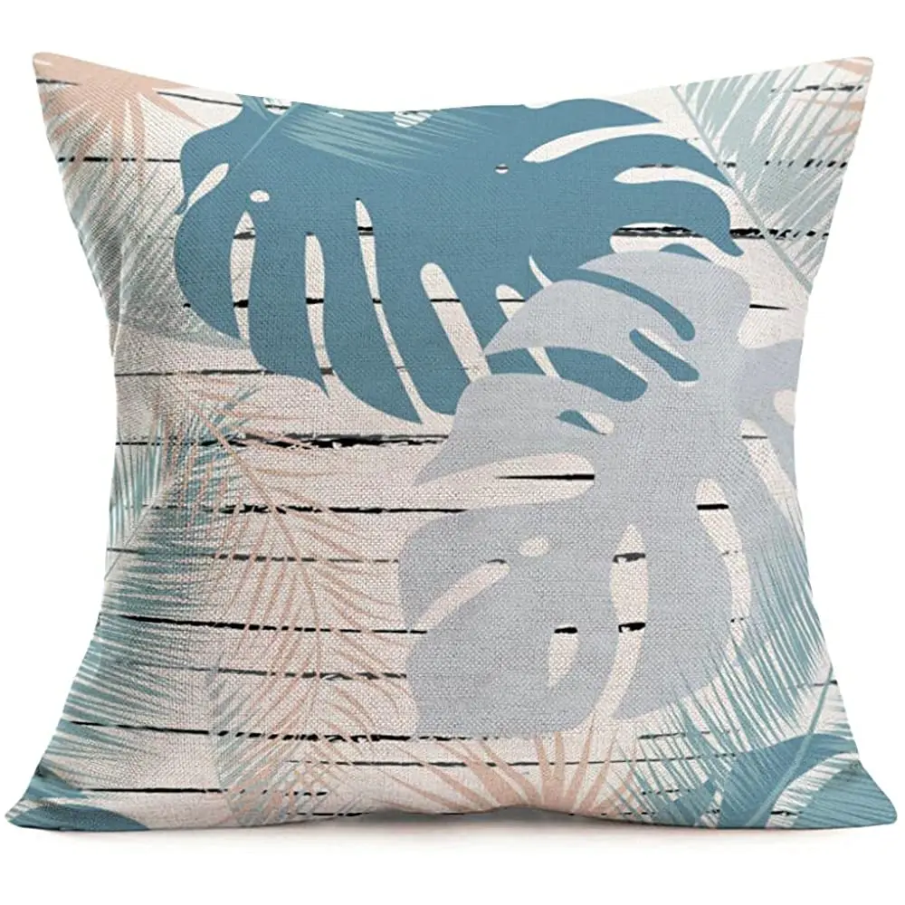 

Xihomeli Tropical Leaves Pillowcase Decorations Print Palm Leaf Pattern Throw Pillow Cases Cotton Linen Wood Grain Pillow Covers