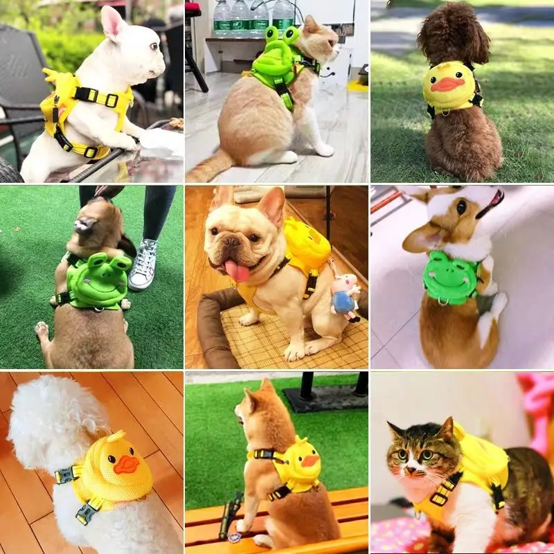 

Cartoon frog prince duck pet vest style dog chest harness dog leash traction chest back three-piece suit, Cat Dog Supplies