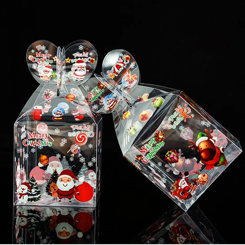 Packaging Candy Apple Box Pvc Transparent Cartoon Snowman Santa Claus Decoration Wedding Boxes