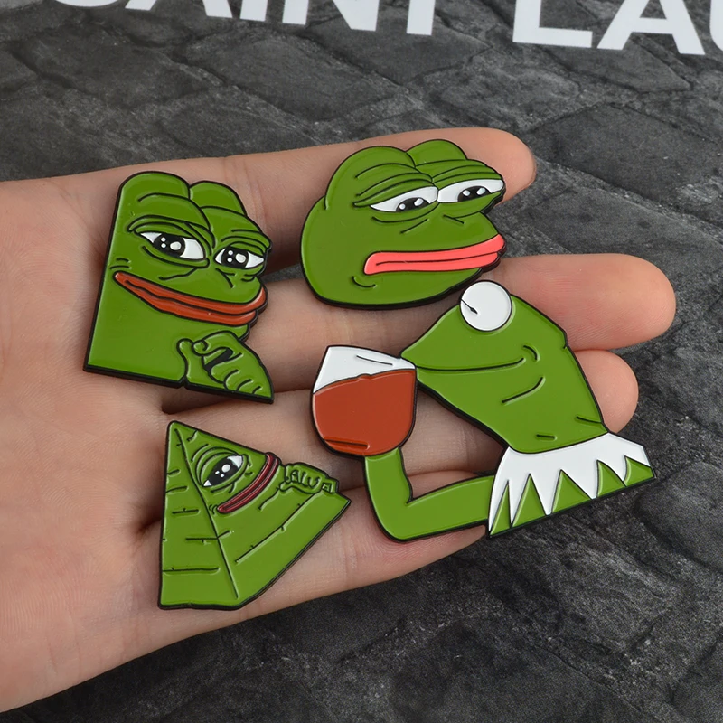 Эмалированная брошь Pepe в виде грустной лягушки на лацкан Мужская стиле ощущения