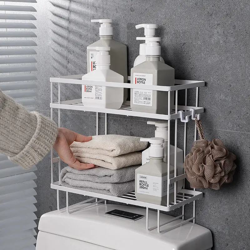 

The Toilet Bathroom Wall Hanging Bathroom Above The Toilet Rack Multi-function Punch-free Vanity Toilet Storage Shelf