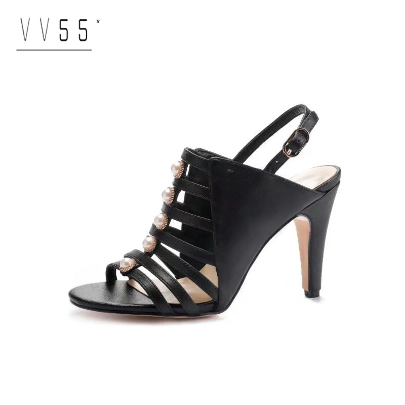 

Original Intention New Arrival String Bead Women Sandals Stylish Open Toe Thin High Heels Sandals Nice Black Shoes Woman