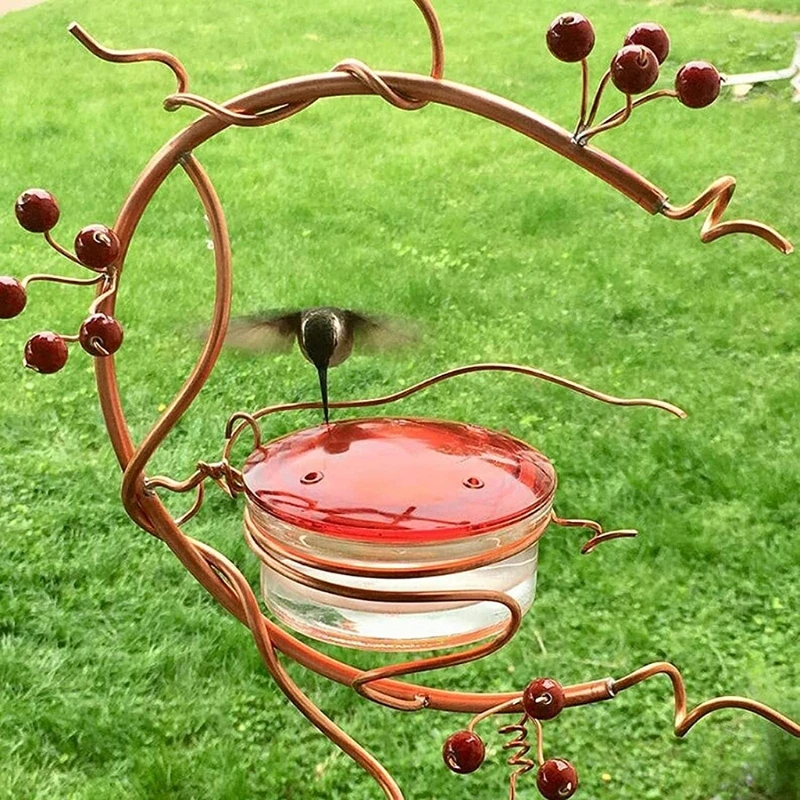 

Hummingbird Feeder, Outdoor Garden Metal Hanging Hummingbird Feeder for Balcony 37MF