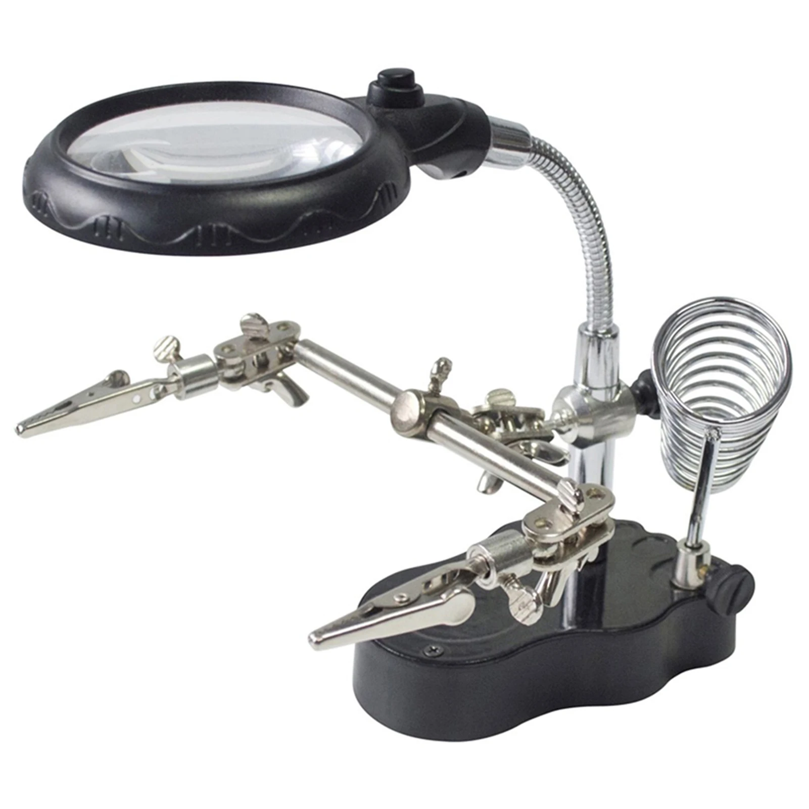 

LED Magnifier Magnifying Glass Llluminated Magnifier Lamp Magnifier with Light on Stand Clamp Arm Hands Free Black