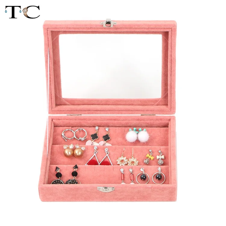 Лоток для ювелирных изделий с контейнером для колец, подвесками и организатором для ожерелий - коробка для ювелирных изделий с витриной на верхней части.