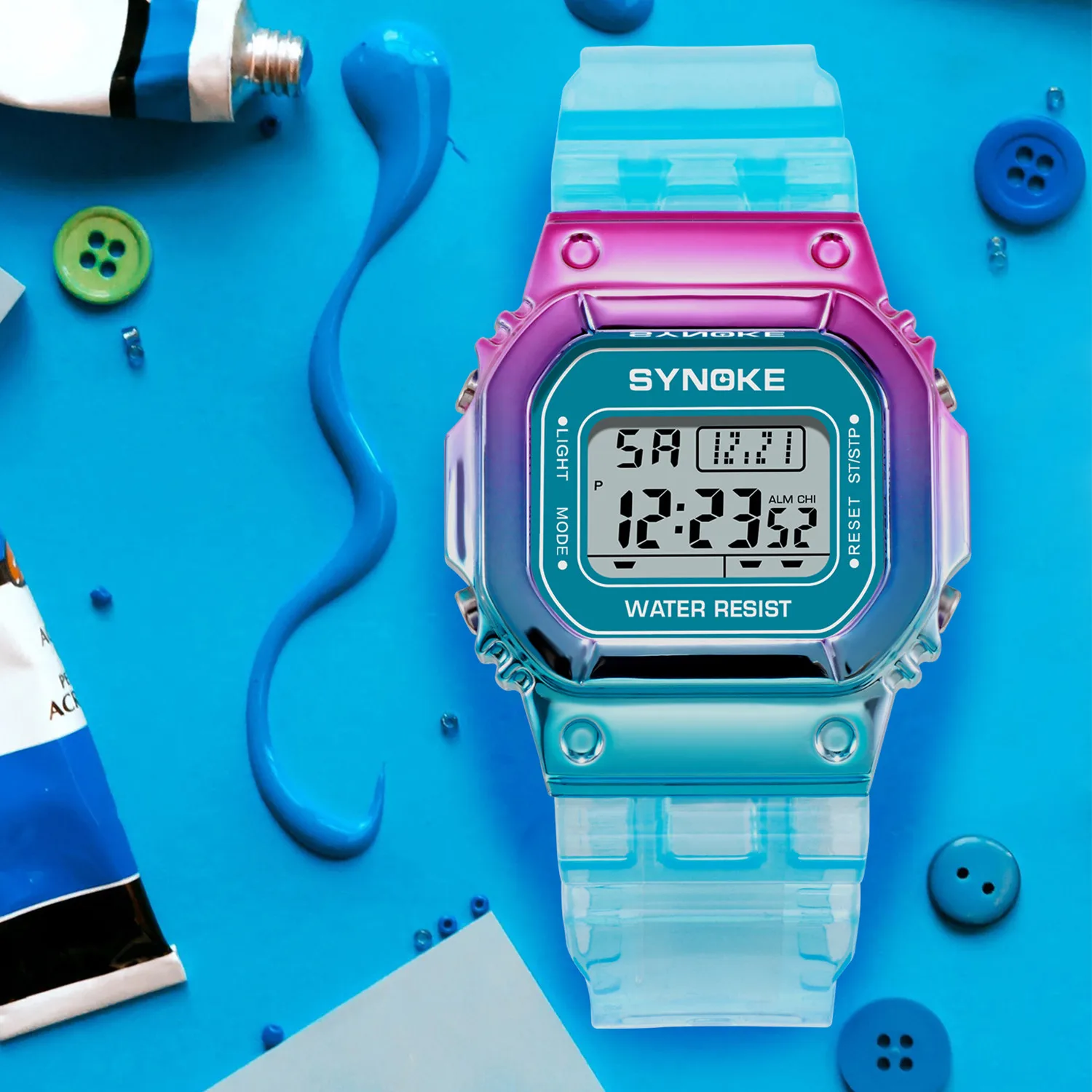 

SYNOKE Woman digital watch Watches Gradient Fashion Colors Women Watches Digital Clock Wristwatch reloj mujer relogio