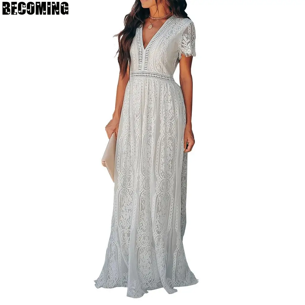 Платье для беременных Кружевное платье макси фотосъемки белое большого размера