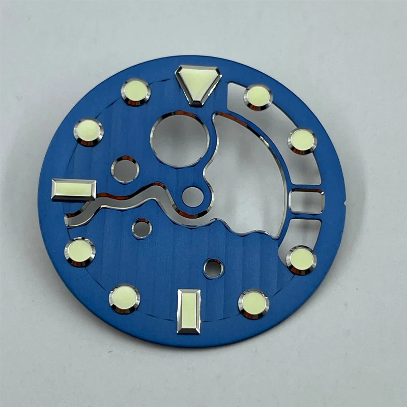 Watch Parts 28.5mm Blue/Black/Grey Hollow Watch Dial Luminous Marks Suitable For NH35/36 Movement