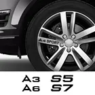 4 шт., автомобильные наклейки на обод колеса для Audi A3 8P A4 B8 A6 S1 S2 S3 S4 S5 S6 S7 S8 SQ5 SQ7