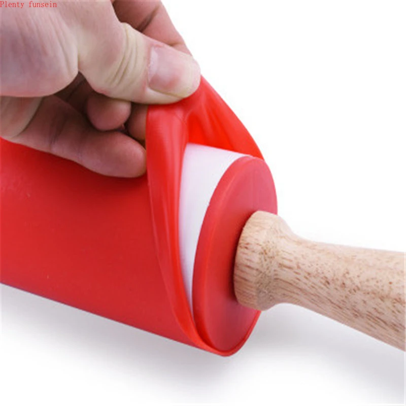 41 см Большой размер рулонный штифт Силиконовая ручка из цельного дерева ролик