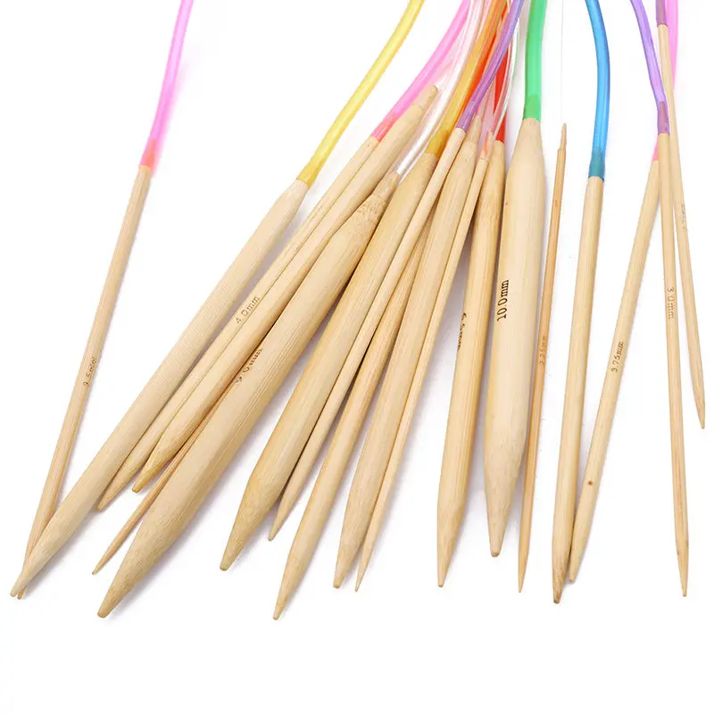 18Pcs/Set Circular Knitting Needles Set DIY Double Cusp Crochet Hooks 100% Bamboo Sewing 40-120cm | Дом и сад