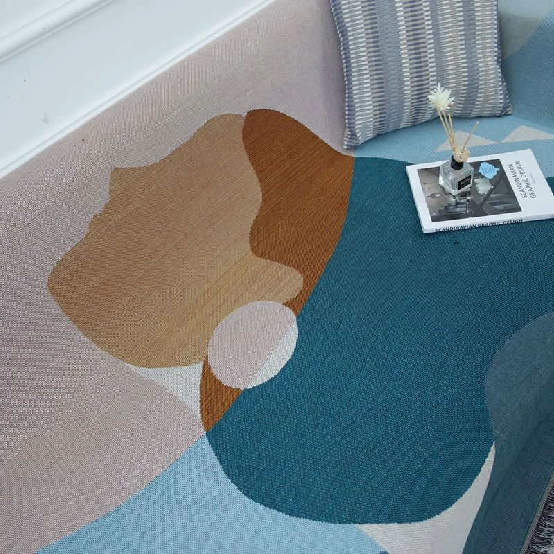 

Nordic Style Throws Sofa Cover Morandi Geometric Travel Blanket Bedroom Soft Thicken Tapestry Sofa Blanket Bedspread Slipcover