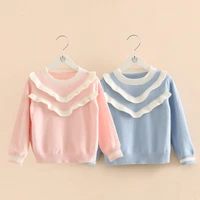 2021 autumn spring 2 3 4 6 8 9 10 years childrens o neck ruffles patchwork knitted pullover cotton sweater for kids baby girls