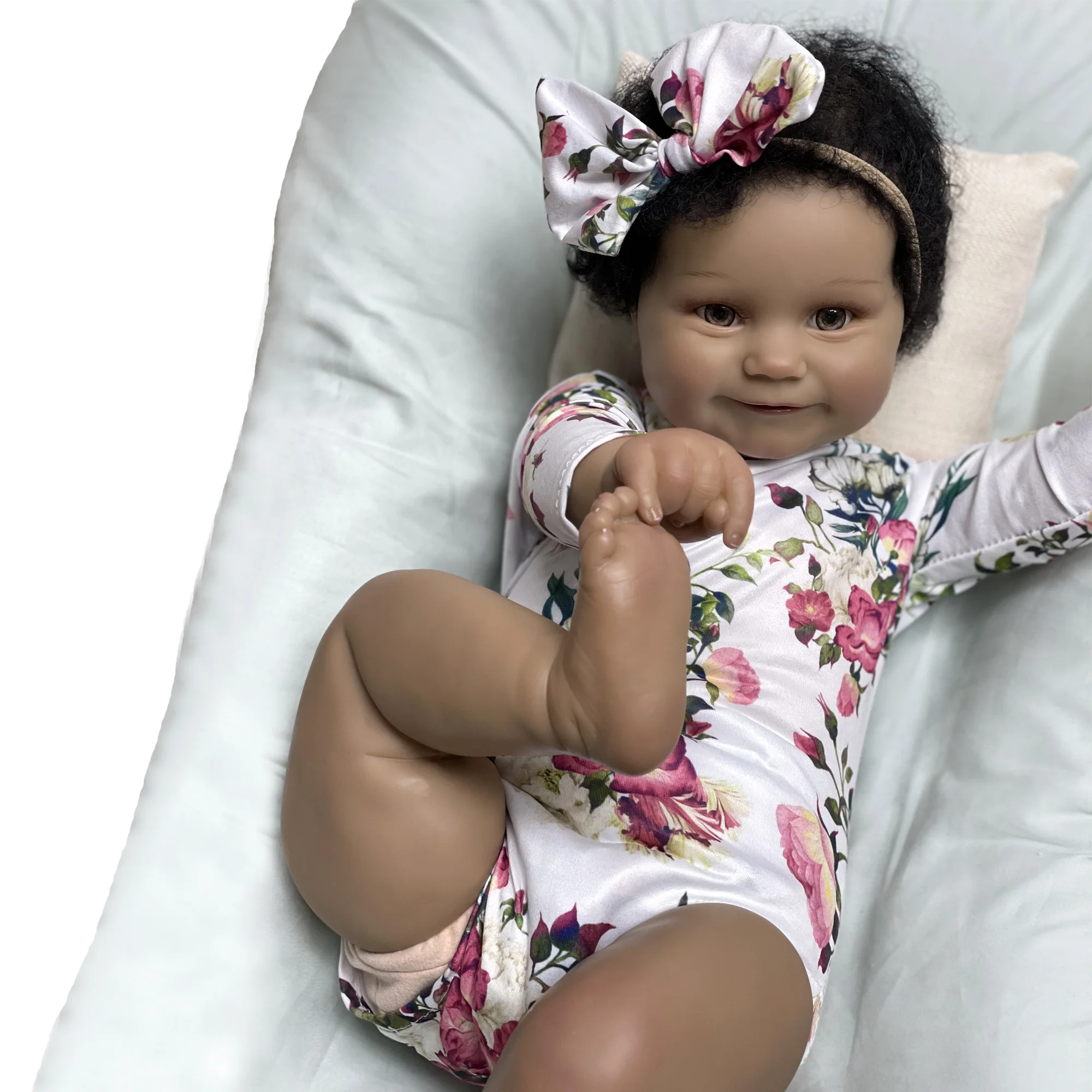 

22" Reborn Baby Doll Bebe African Newborn Toy For Children Gifts Boneca Renascida Brinquedo Para Crianças Menina