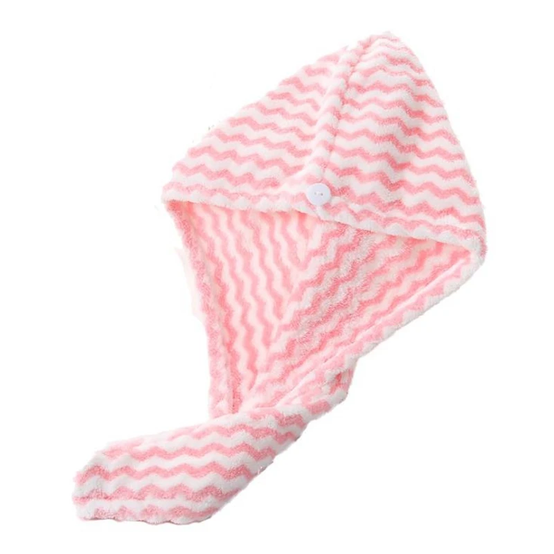 Быстросохнущее полотенце для волос женское магическое из микрофибры полосатая