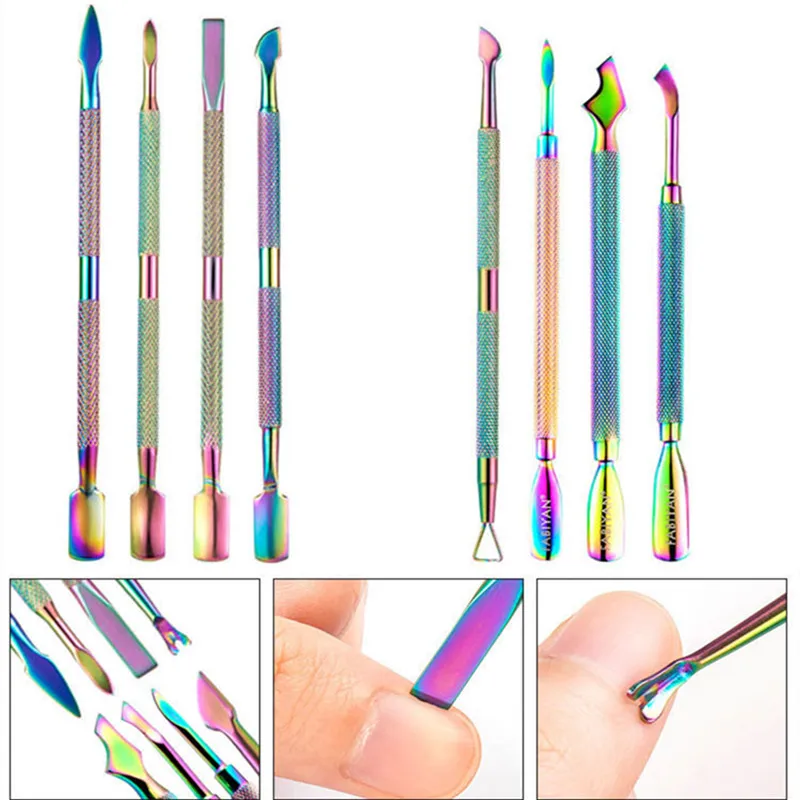 Маникюрный толкатель с двойной головкой 4 шт./компл. для кутикулы маникюра