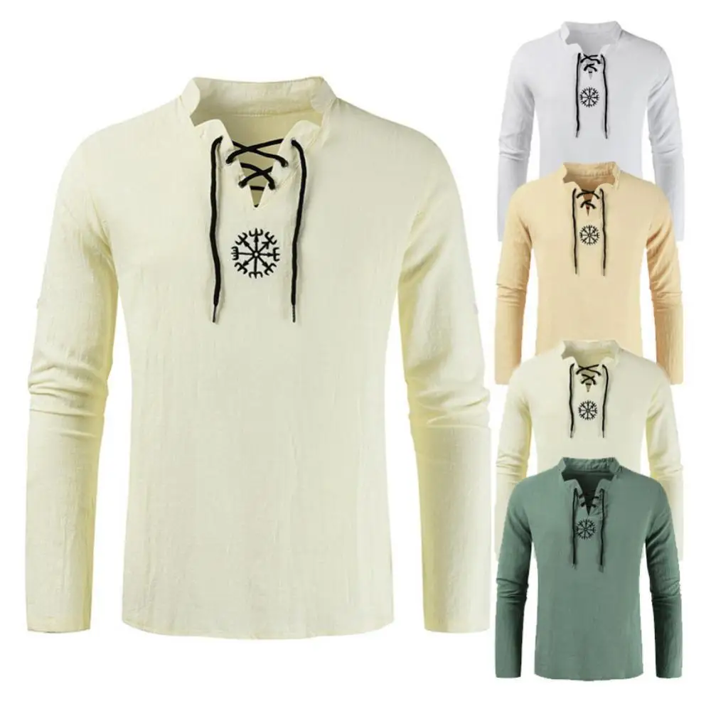 Весенняя Мужская рубашка с длинным рукавом средневековый рыцарь Топ косплей